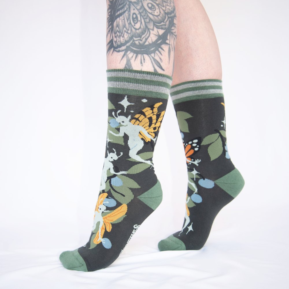 Footclothes - Fanciful Fairies Socks - Green